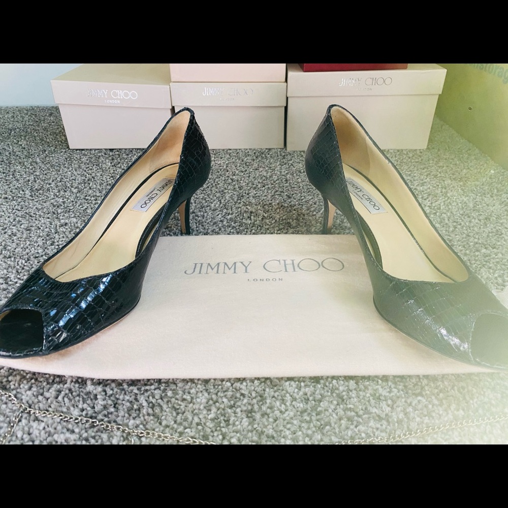 🖤 Jimmy Choo | kitten heels | black lizard 🖤